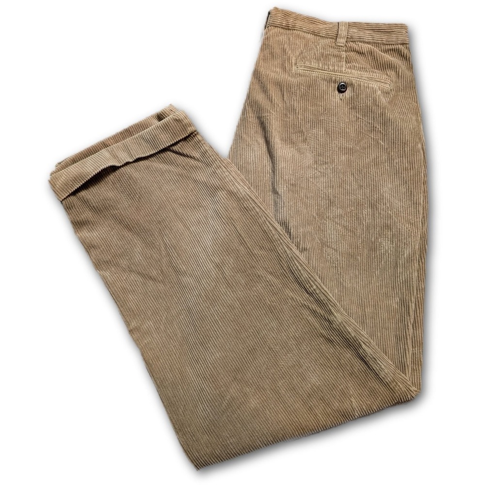 Brooks Brothers Mens Pants Tan 38x32 Corduroy Pleated Pockets Regular Cotton